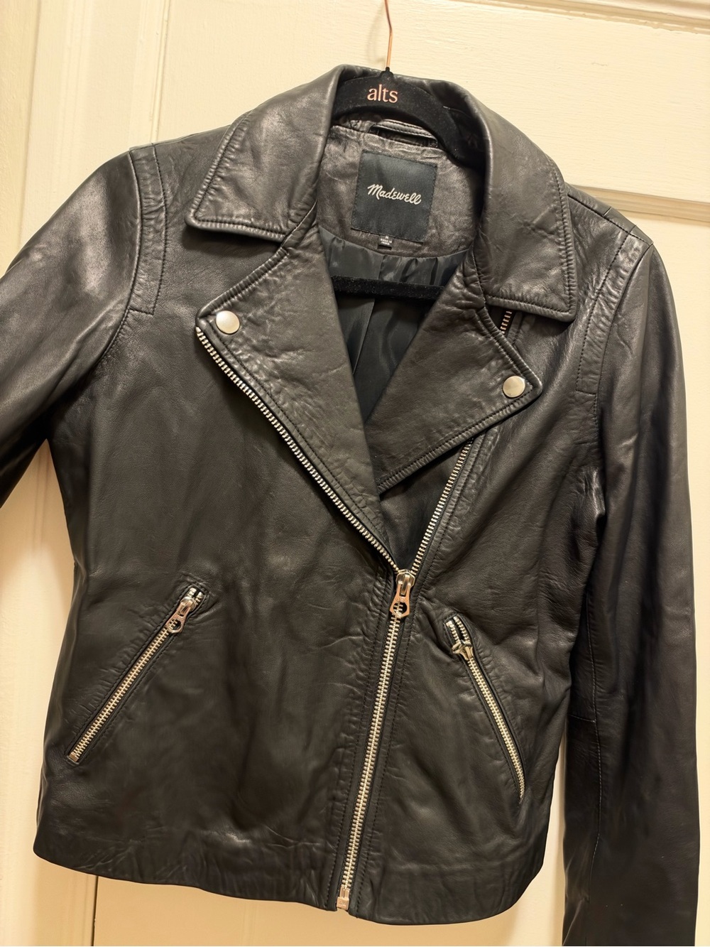Madewell Black Leather Asymmetrical Moto Jacket